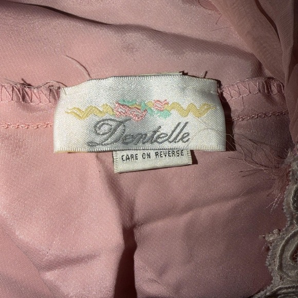 Vintage Dentelle Slip Dress L Pink Satin Lace Ruffle Hem Chemise‎ USA Lingerie - Picture 4 of 12